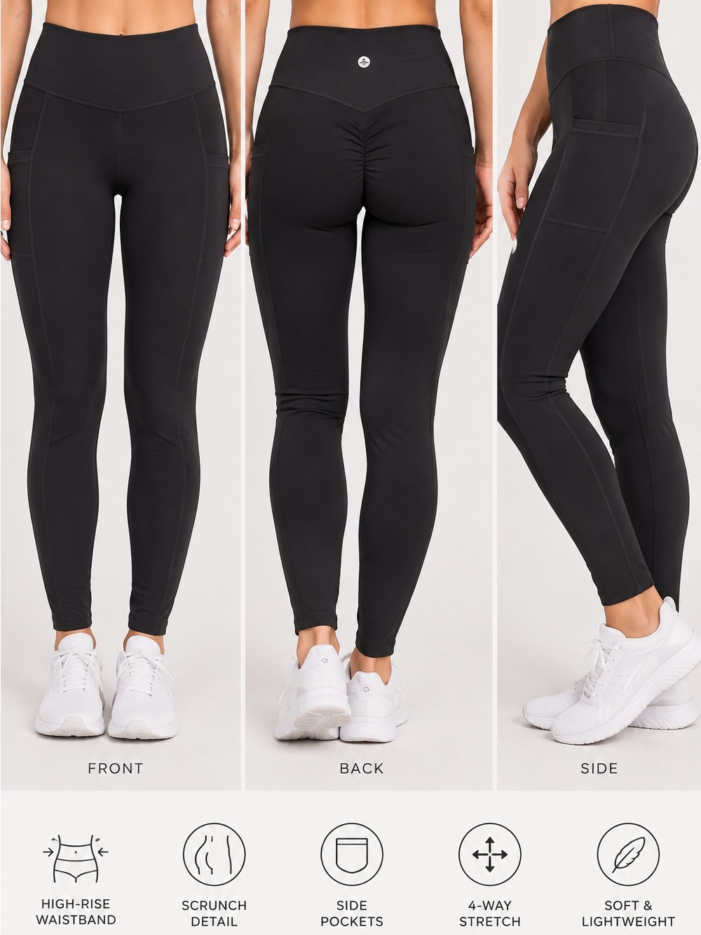 Halara Black High Waisted Scrunch Butt Full Length Leggings M